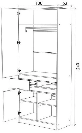 Шкаф 2-х створчатый Артек, Графит/Дуб крафт золотой