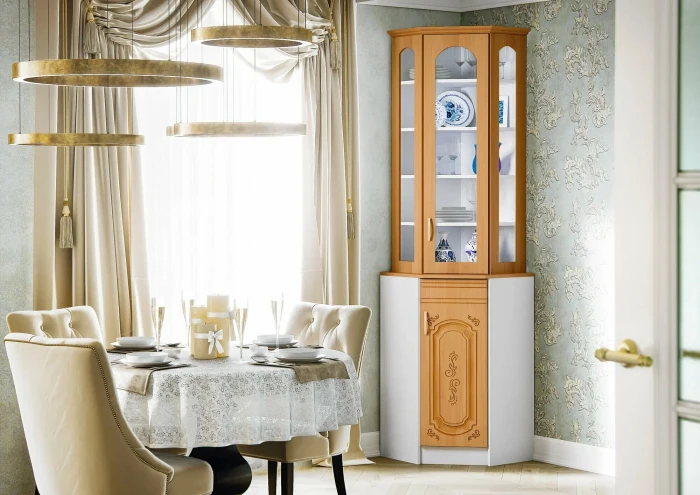 Буфет Лиза 2 угловой, белый/ольха