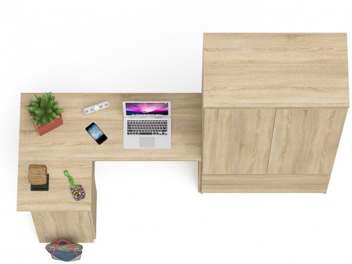 Мори Стол компьютерный МС-16 левый + Шкаф МШ900.1, цвет дуб сонома, ШхГхВ 214,8х84,9х179,6 см., выдвижные ящики слева, НЕ универсальная сборка