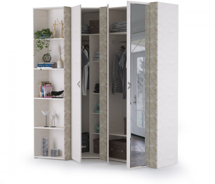 Амели Набор шкафов 2 13.140 + 13.131 + 13.133, цвет шёлковый камень/бетон чикаго беж, ШхГхВ 121,1х189,3х230 см.