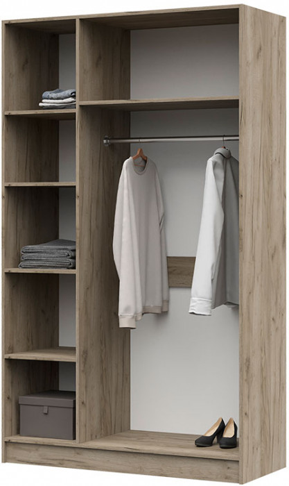 ШК 553 Бася ЛДСП шкаф 3-х ств. дуб крафт серый/дуб крафт белый