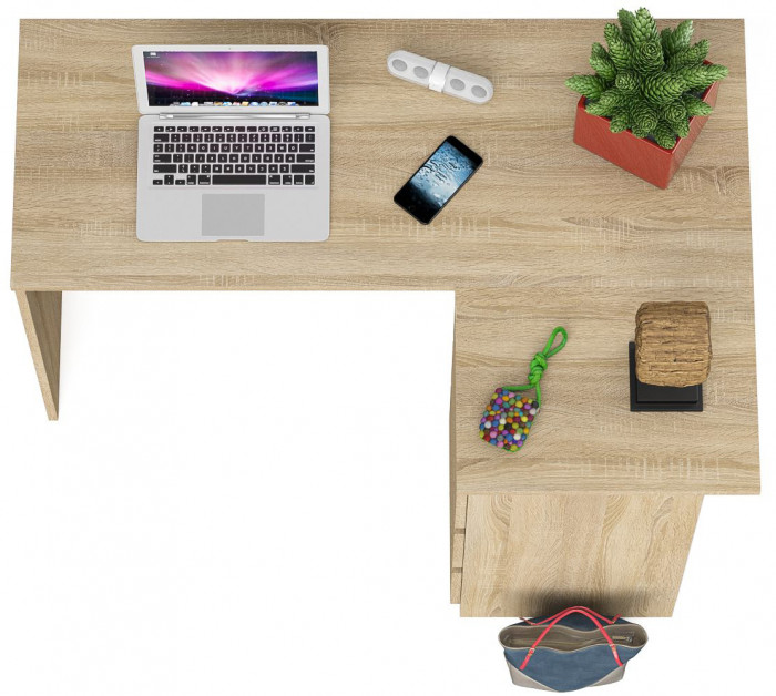 Мори компьютерный стол МС-16 правый, дуб сонома