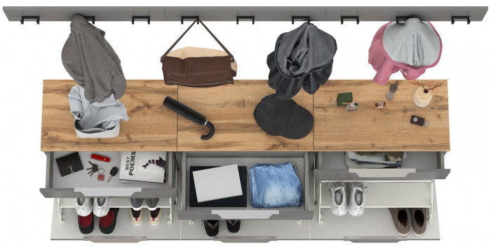 Октава Прихожая 06, серый графит/дуб крафт золотой/фасады МДФ серый графит