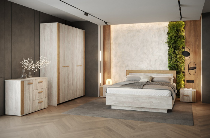 Комод 1 дверь/3 ящика "Каен" - Ледяное дерево/Артизан