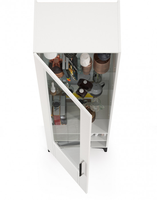 Валенсия Гостиная 13.218 Шкаф-пенал, цвет ЛДСП белый шагрень/МДФ белый шагрень, ШхГхВ 55х38,1х225,2 см., универсальная сборка