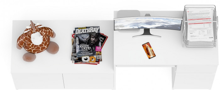 Мори Стол компьютерный МС-1 правый + Тумба МА900.1, цвет белый, ШхГхВ 180,4х50,4х76,6 см., выдвижной ящик справа, НЕ универсальная сборка