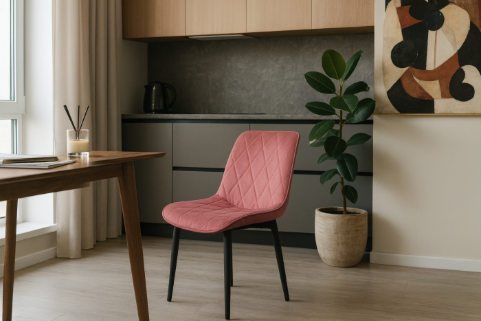 Стул "Оскар" черный матовый Томми 14 пыльная роза