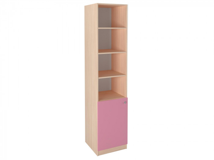 Шкаф-пенал закрытый 1/3 Дуб молочный/Розовый