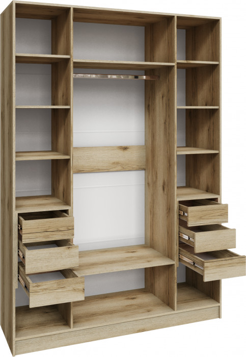 Шкаф Мадрид (1,6) с 6 ящ. внутри без зеркала, Дуб делано