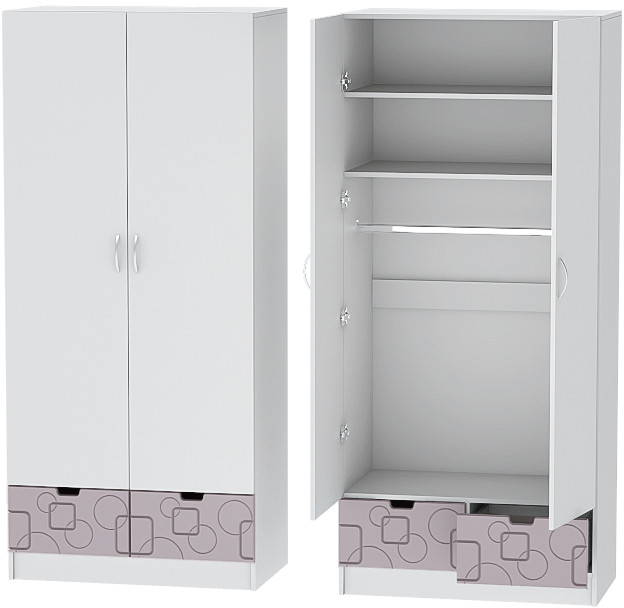 Детская комната Бриз МДФ, набор 7, Белый/Ирис (Квадрат)