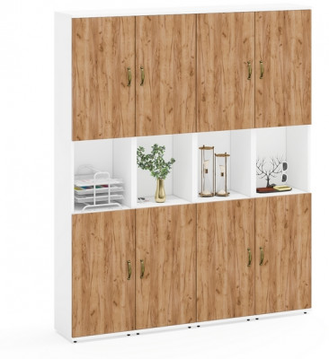 Лидер-8 Пенал 4 шт., цвет белый шагрень/крафт золото, ШхГхВ 160х30х190 см., универсальная сборка