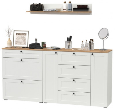 Остин Прихожая 68, белый шагрень/дуб крафт золотой