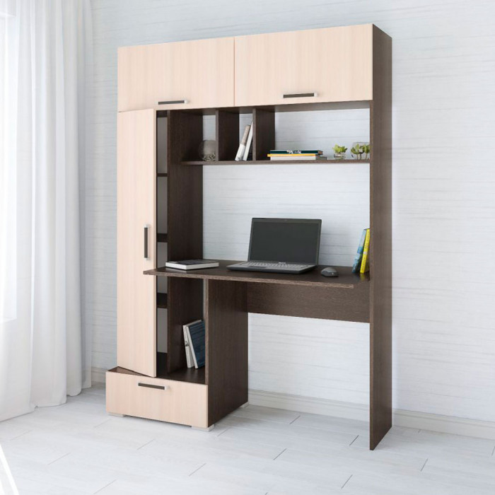 Стол компьютерный Квартет-11 (1850*1316*600) Венге, Дуб молочный