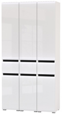 Сидней 13.202 Шкаф с ящиком 3 штуки, корпус: белый/чёрный/фасады: МДФ белый глянец