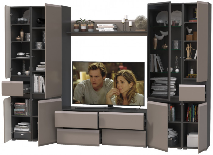 Сидней Комплектация № 060, корпус: антрацит/фасады: МДФ веллюто капучино