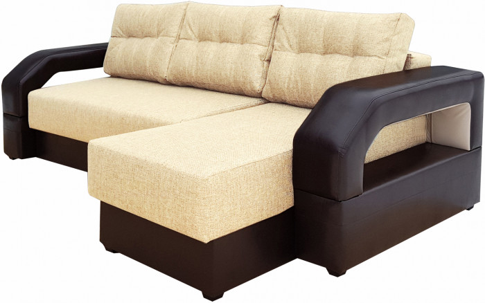 Диван еврокнижка Манчестер УГЛОВОЙ 160 с подсветкой, рогожка бежевая НПБ