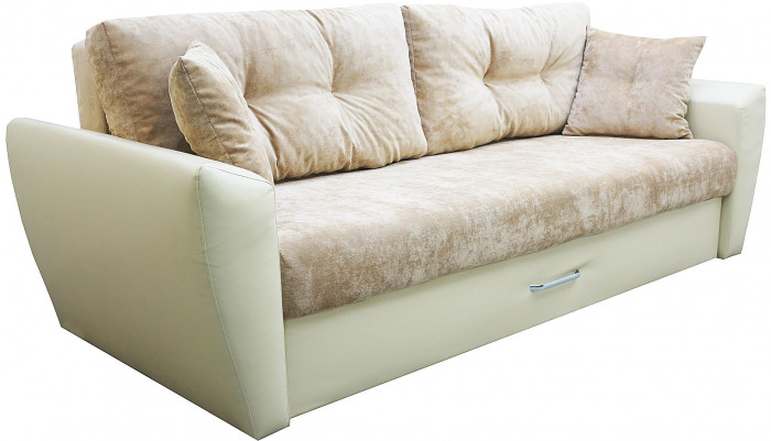 Диван-кровать Амстердам Люкс, 150х195, еврокнижка, независимый пружинный блок, велюр/экокожа, бежевый