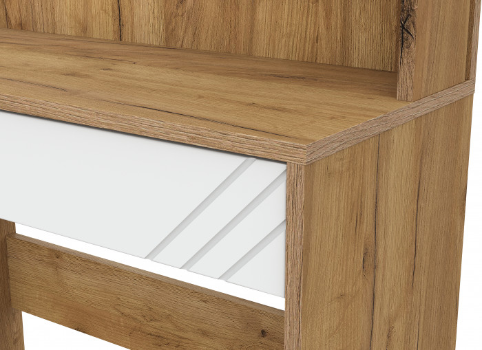 Стол туалетный с зеркалом Байкал, Дуб Золотой, Белый матовый