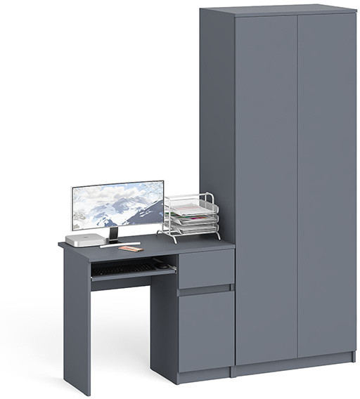 Мори компьютерный стол МС-1 правый + Шкаф МШ800.1, графит