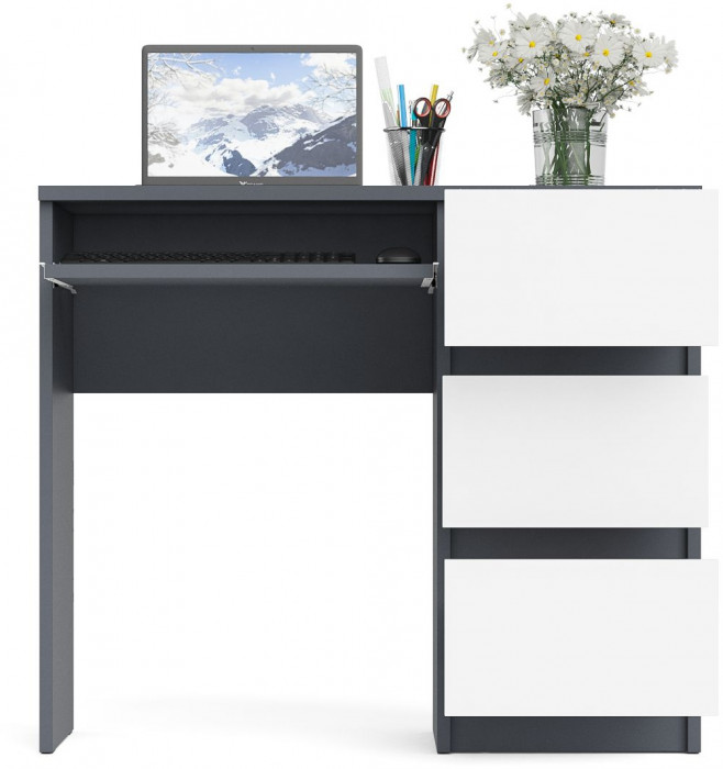 Мори компьютерный стол МС-6 правый, графит/белый