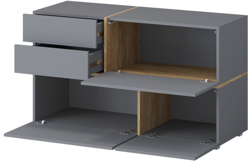 Агат Комод ЛДСП, Графит/Дуб крафт золотой