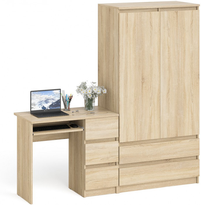 Мори Стол компьютерный МС-6 правый + Шкаф МШ900.1, цвет дуб сонома, ШхГхВ 180,4х50,4х179,6 см., выдвижные ящики справа, НЕ универсальная сборка