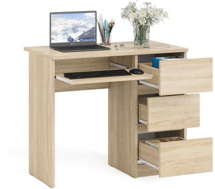 Мори компьютерный стол МС-6 правый, дуб сонома
