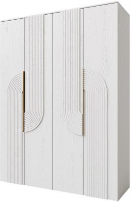Шкаф для одежды 4-х дверный "Монтиз" - Белый текстурный/Ясень белый