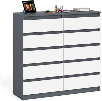 Мори Комод МК1200.10, цвет графит/белый, ШхГхВ 120,4х41х115 см.