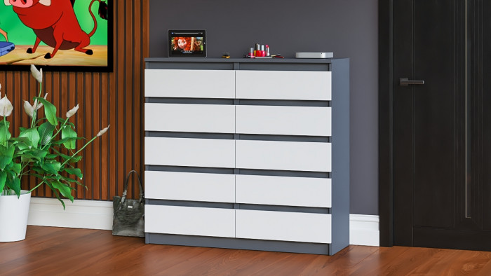 Мори Комод МК1200.10, цвет графит/белый, ШхГхВ 120,4х41х115 см.