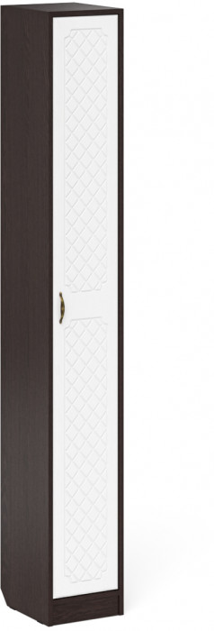 Прихожая П-6 Шкаф + Пенал, цвет венге/фасады МДФ белое дерево фрезеровка ромб, ШхГхВ 90х50х210 см., универсальная сборка