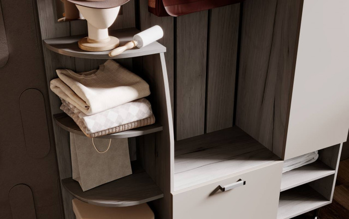 Прихожая Лика № 2 1,2 м, Крафт серый/Кашемир