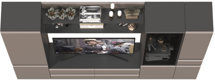 Сидней Комплектация № 061, корпус: антрацит/фасады: МДФ веллюто капучино