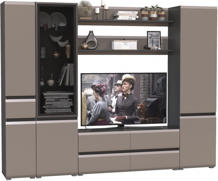 Сидней Комплектация № 061, корпус: антрацит/фасады: МДФ веллюто капучино