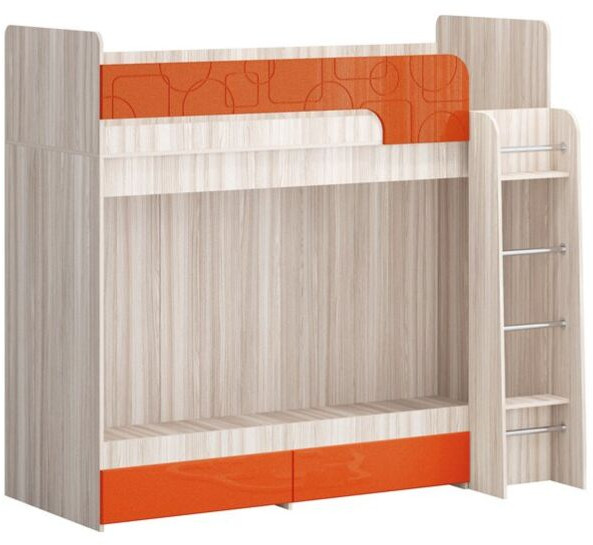 Двухъярусная кровать Бемби МДФ NEW, ясень (Мята, Ясень шимо светлый)