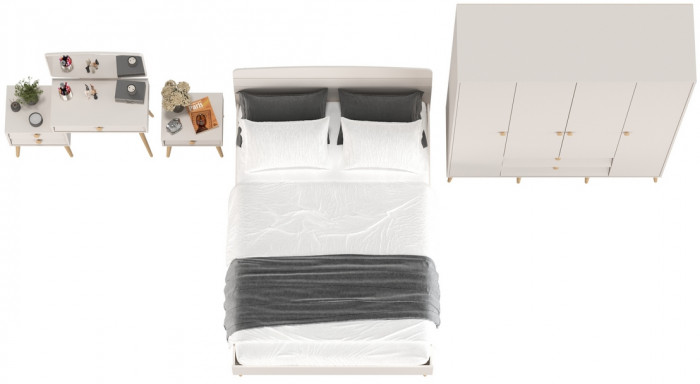 Афина Спальня 29-1400, цвет кашемир серый, сп.м. 1400х2000 мм., б/м, основание есть - фанера