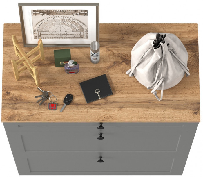 Остин 16.121 Тумба для обуви, цвет серый графит/дуб крафт золотой, ШхГхВ 80х41,6х99,3 см.