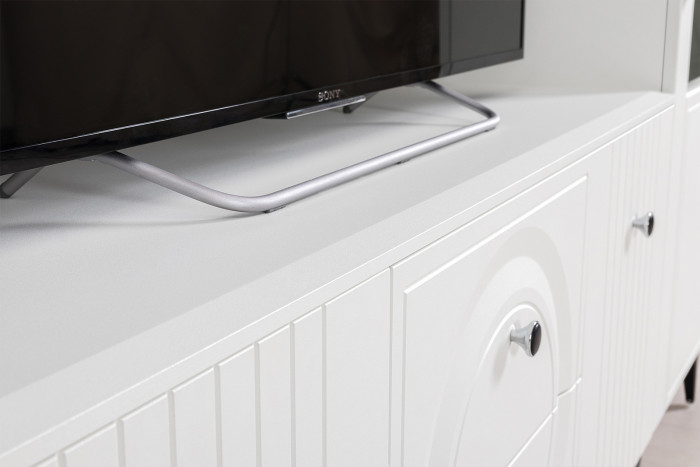 Валенсия Гостиная № 050, цвет ЛДСП белый шагрень/МДФ белый шагрень, ШхГхВ 133,1х38,3х180 см.