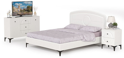 Валенсия Спальня № 03, цвет ЛДСП белый шагрень/МДФ белый шагрень, ортопед есть, сп. м. 1600х2000 мм., б/м