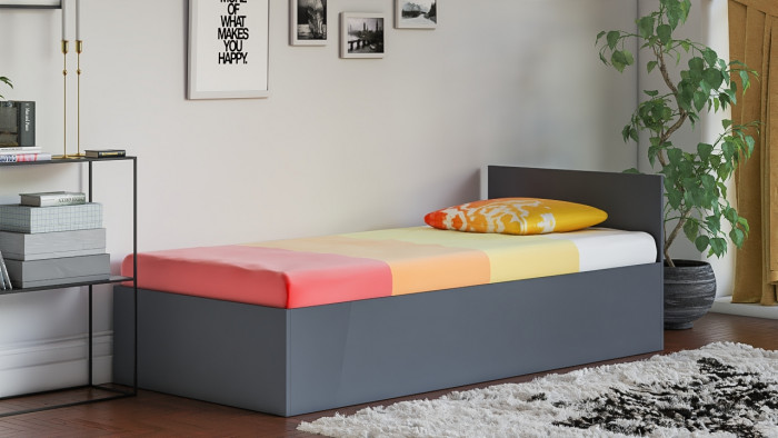 Мори Кровать 0900, цвет графит, ШхГхВ 93,5х203,5х70 см., сп.м. 900х2000 мм., без матраса, основание есть