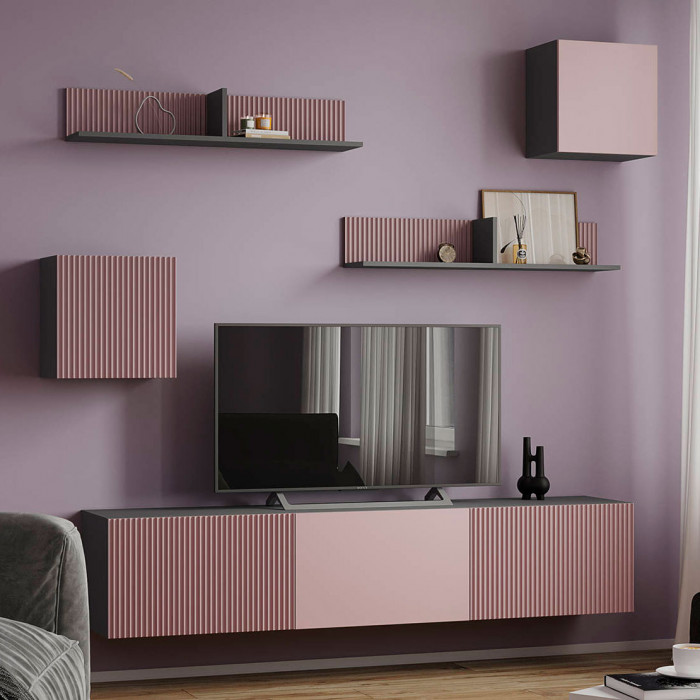 Гостиная Сириния Тумба серый графит/МДФ пудра