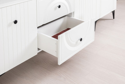 Валенсия Гостиная № 051, цвет ЛДСП белый шагрень/МДФ белый шагрень, ШхГхВ 133,1х38,3х210 см.