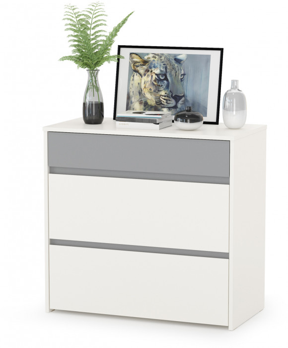 Торонто 11.39 Кровать + 13.321 Комод, цвет белый шагрень/стальной серый, ШхГхВ 274х84,4х75,4 см., сп. м. 800х1900 мм., б/м, основание есть