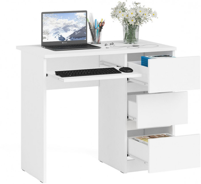 Мори компьютерный стол МС-6 правый, белый