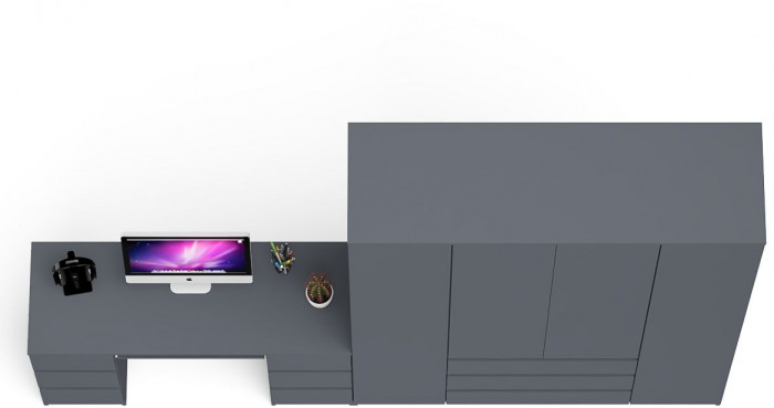 Мори Стол компьютерный МС-2 + Шкаф МШ1600.1, цвет графит, ШхГхВ 295,8х50,4х209,6 см., универсальная сборка