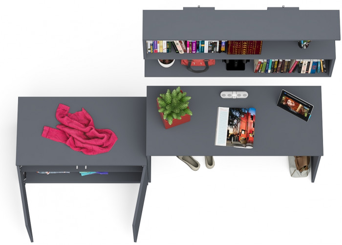 Мори Стол письменный МСП1200.1 + Тумба МА900.1 + Полка 1200, цвет графит, ШхГхВ 210,8х50,4х209,6 см., универсальная сборка