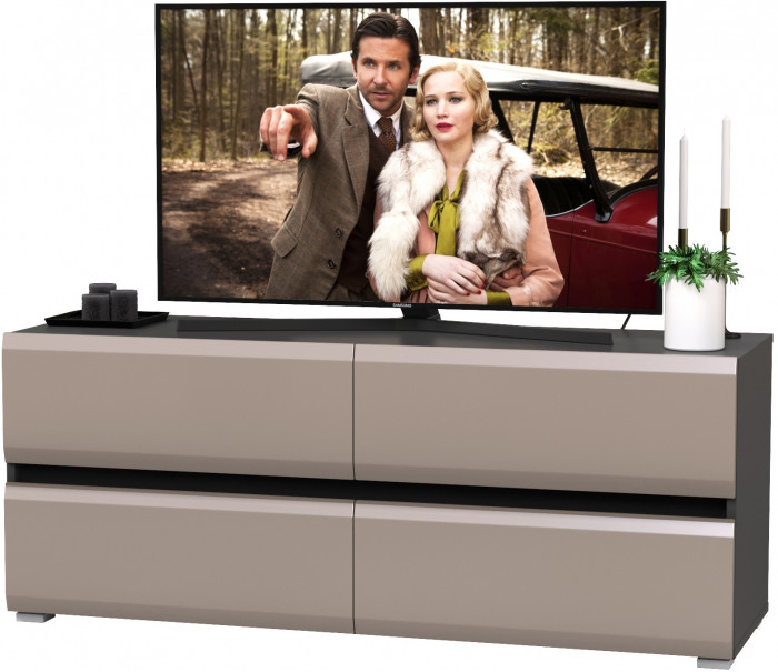 Сидней 13.63 Тумба под ТВ, корпус антрацит/фасады: МДФ веллюто капучино