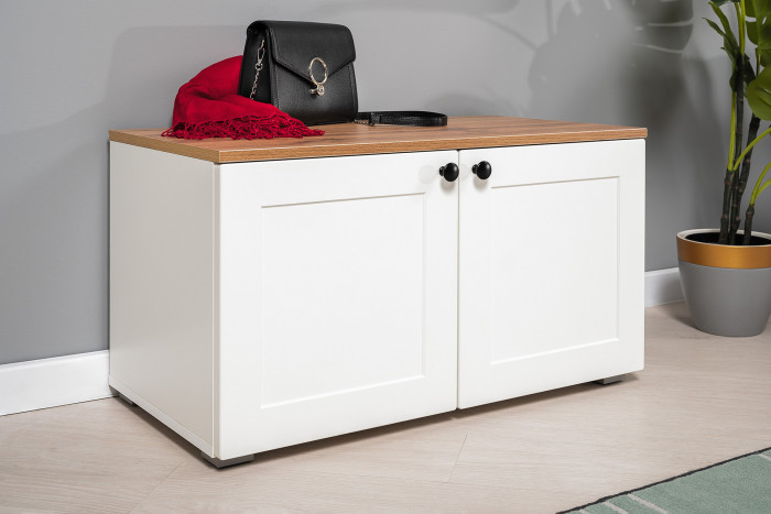 Остин Прихожая 43, цвет белый шагрень/дуб крафт золотой, ШхГхВ 200х54,3х229,6 см., универсальная сборка