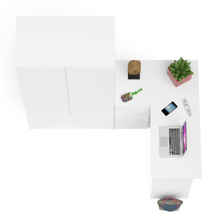 Мори компьютерный стол МС-16 левый + Шкаф МШ900.1, белый