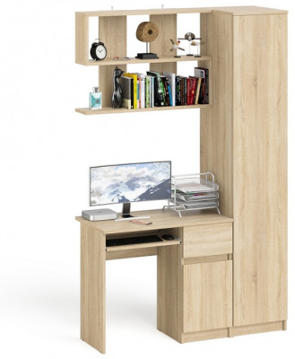 Мори компьютерный стол МС-1 правый + Пенал МШ400.1 + Полка 900, дуб сонома